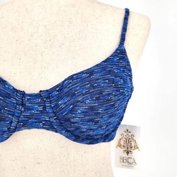 Becca by Rebecca Virtue Women Blue Sundance Beach Swim Underwire Bra Top Size S - Picture 2 of 6